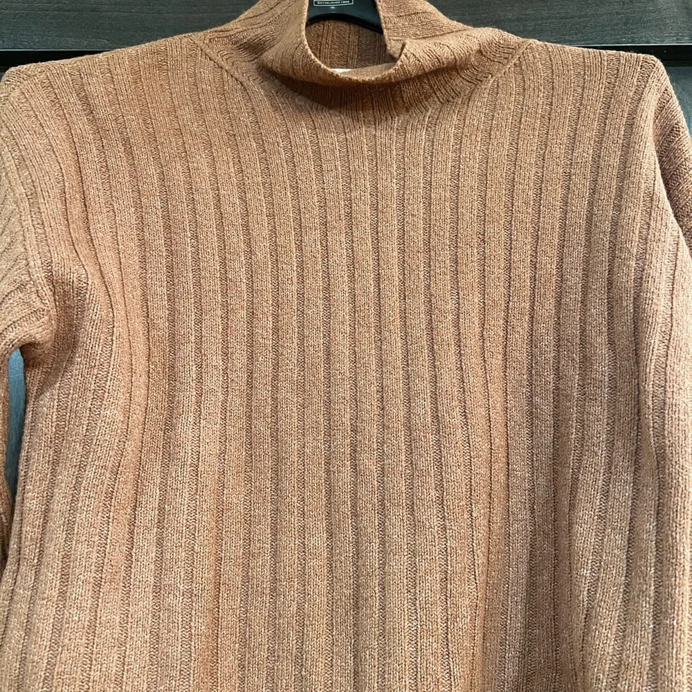 Open Edit Tan Cowl Neck Ribbed Sweater - Picture 3 of 7